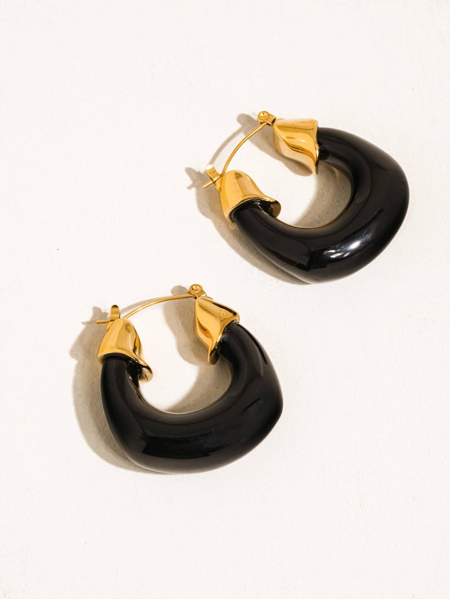 Arlowe 18K Gold Non-Tarnish Resin Hoop Earrings