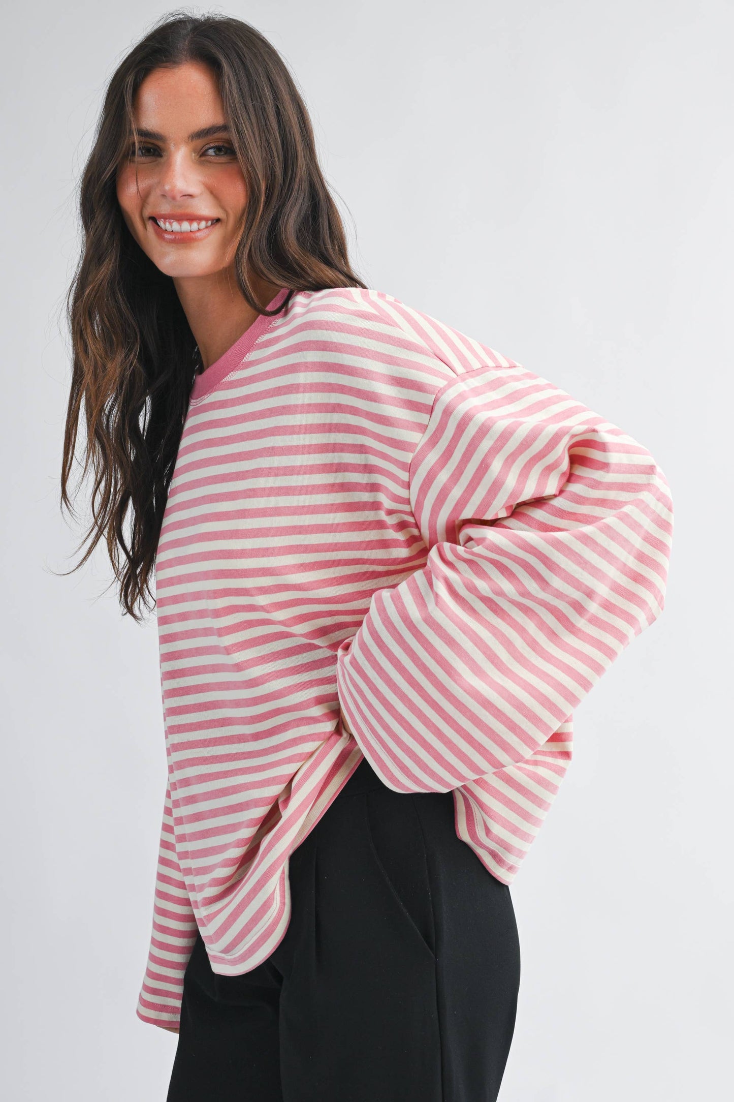 Oversized Stripe Long Sleeve Top