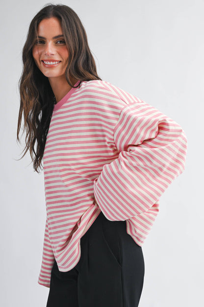 Oversized Stripe Long Sleeve Top
