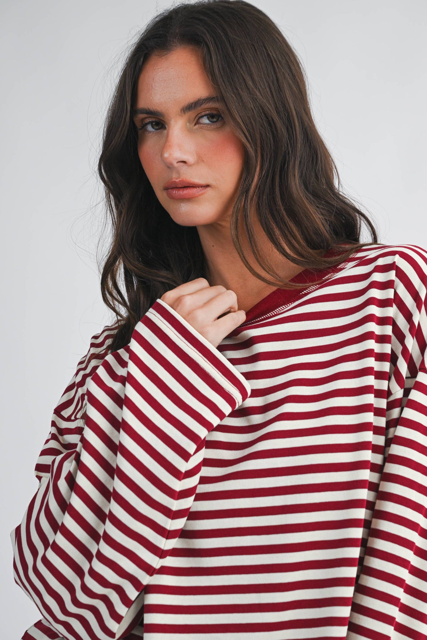 Oversized Stripe Long Sleeve Top