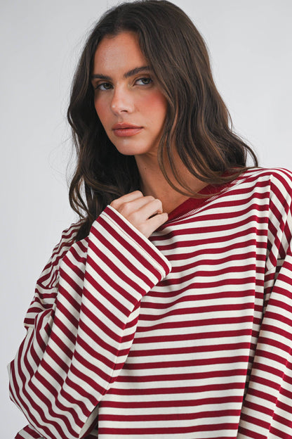 Oversized Stripe Long Sleeve Top