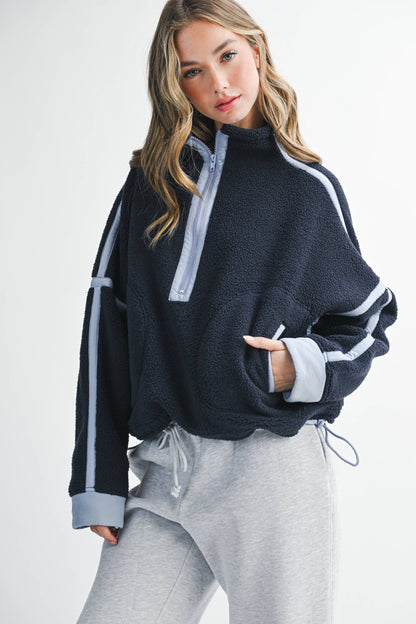 Contrast Trim Fleece Half-Zip