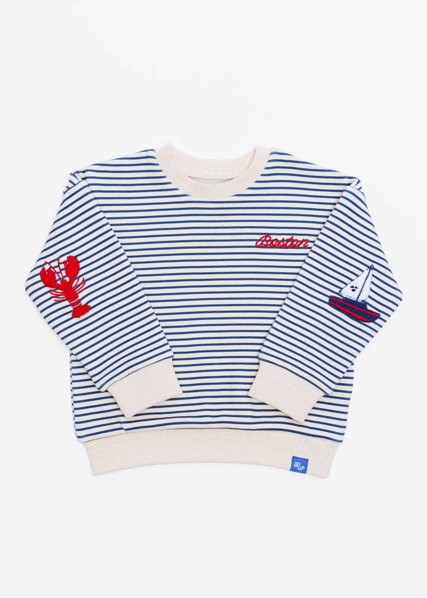 Youth Boston Striped Patch Sweatshirt