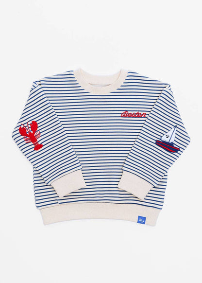 Youth Boston Striped Patch Sweatshirt