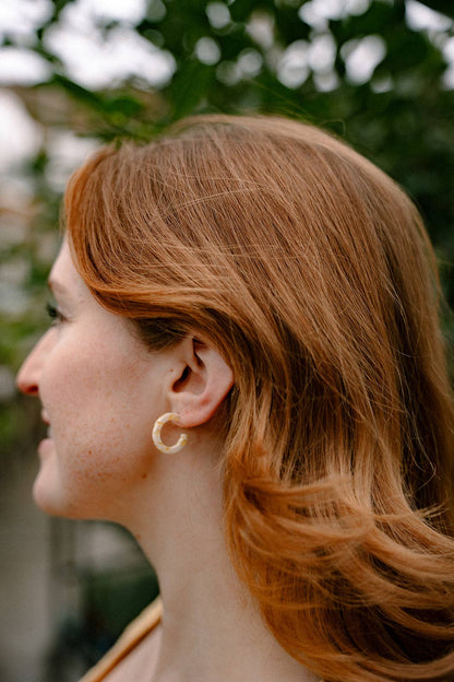 Micro Cam Mini Hoops - Buttercream Dot // Easter Jewelry