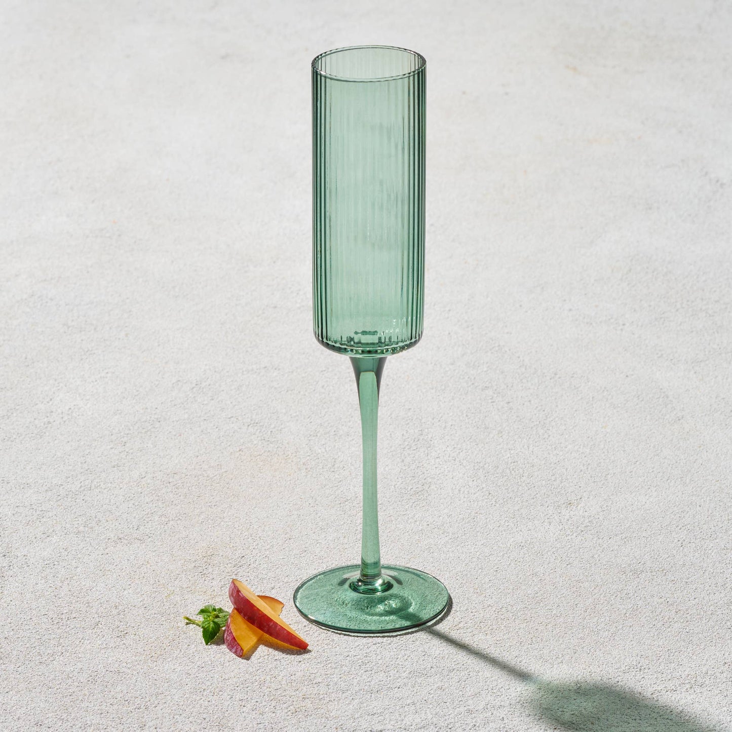 2 Pack Vikko Decor - Malibu, Ribbed Glass, Green, 10 oz Coupe