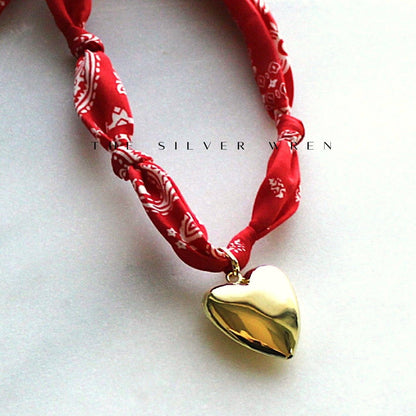Red Bandana Heart Necklace, Game Day Jewelry