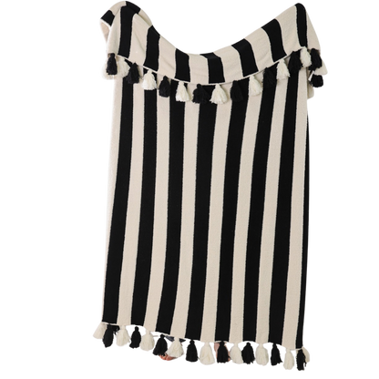 Striped Luxe Home Blanket with Tassels