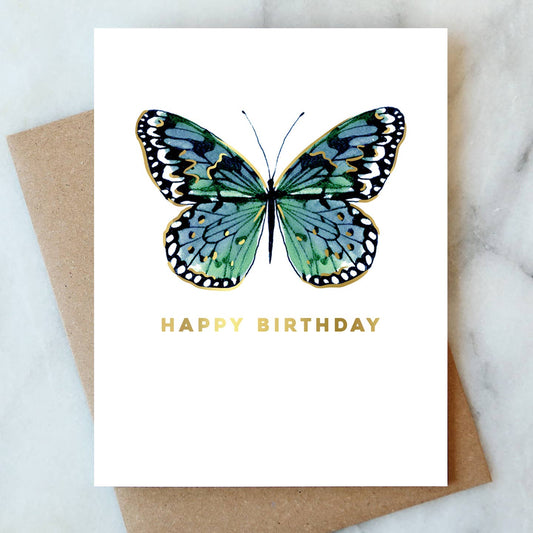 Blue Butterfly Birthday Greeting Card