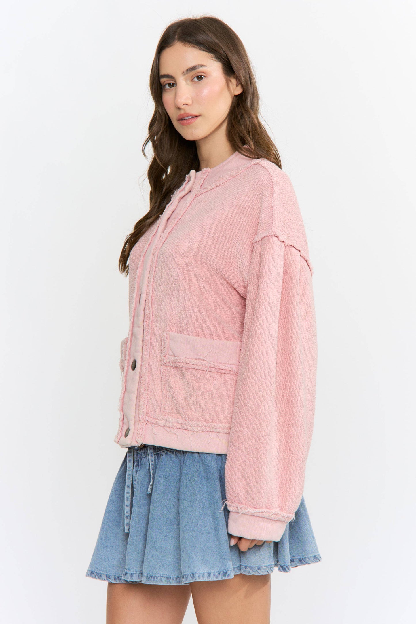 Boucle Textured Button-Up Jacket