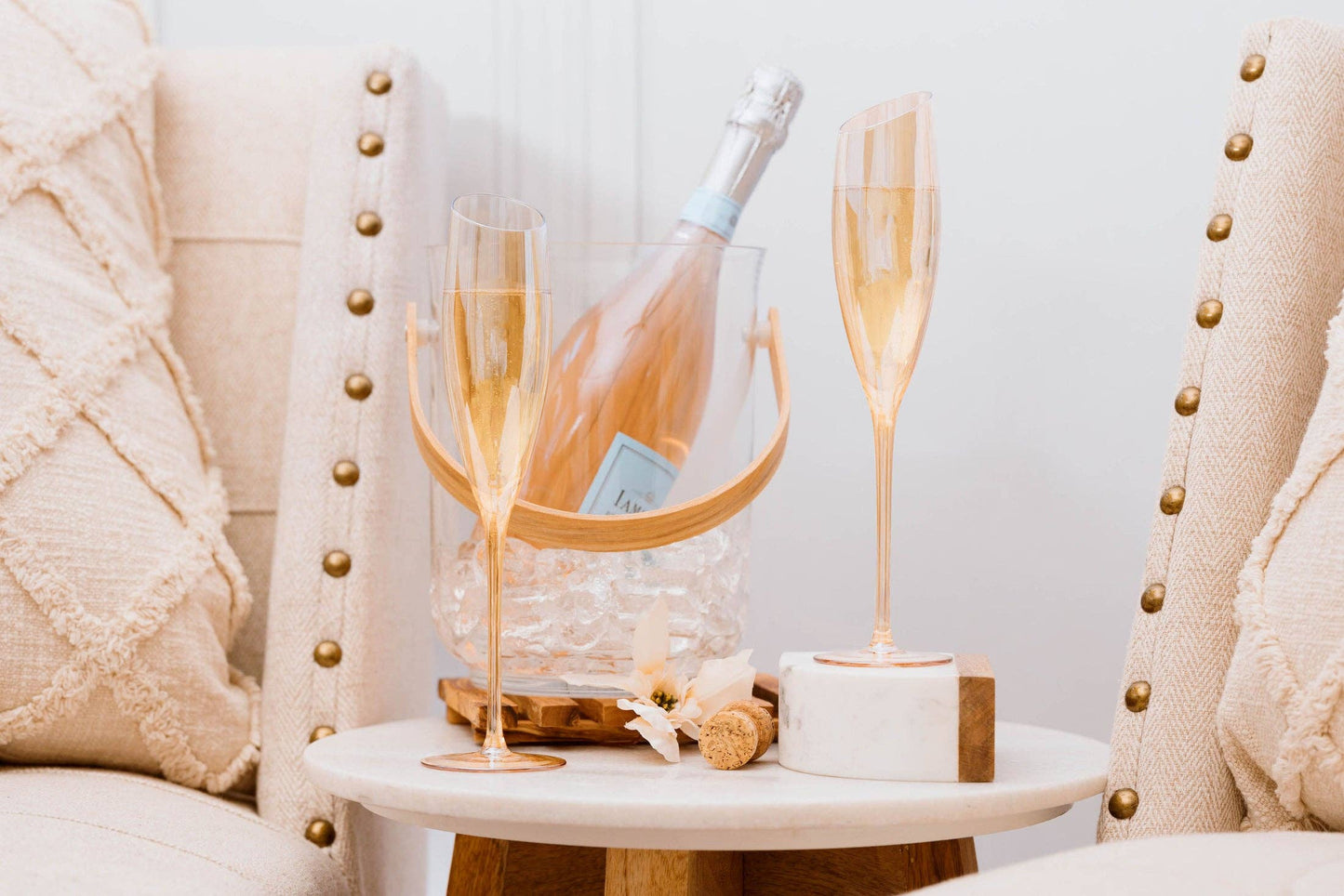 Slant Collection Gold Champagne Glasses, Set of 2