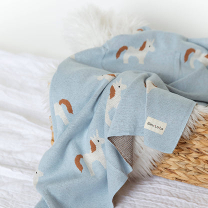 100% Luxury Cotton Swaddle Receiving Baby Blanket - Unicorn