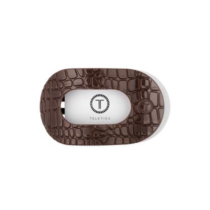Brown Crocodile Medium Flat Round Hair Clip