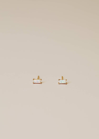 Baguette - White Opal - Earrings