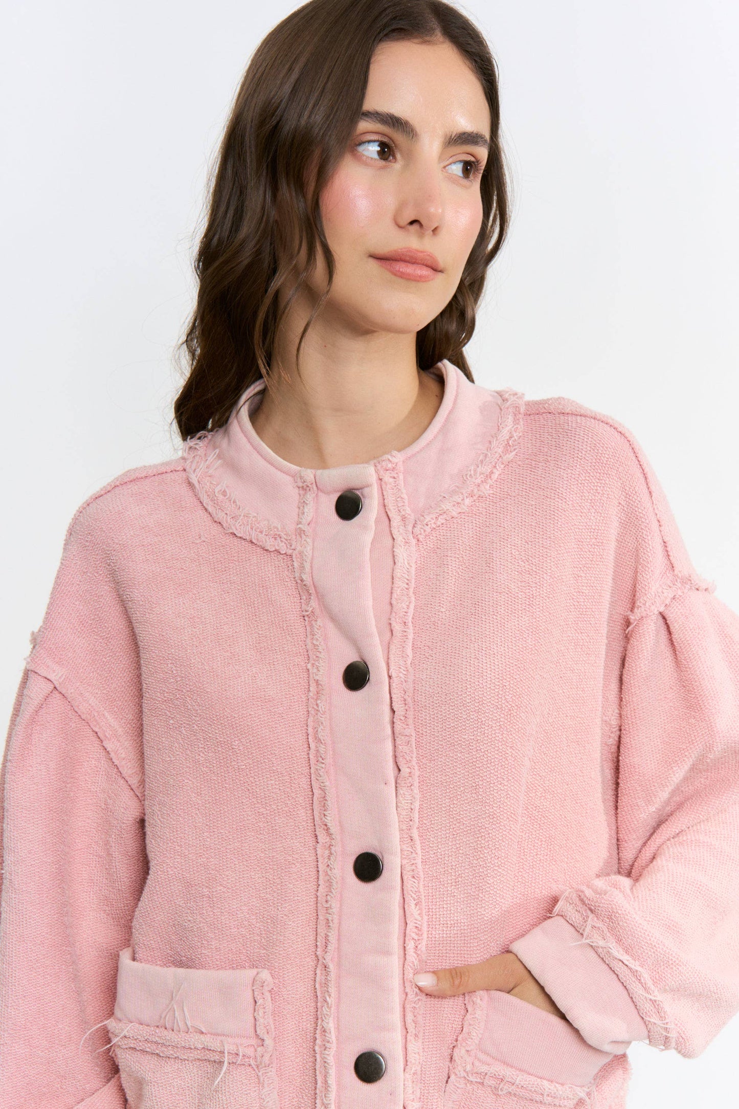 Boucle Textured Button-Up Jacket