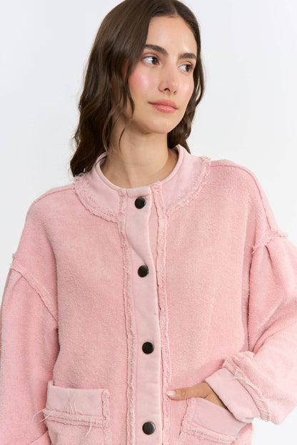Boucle Textured Button-Up Jacket