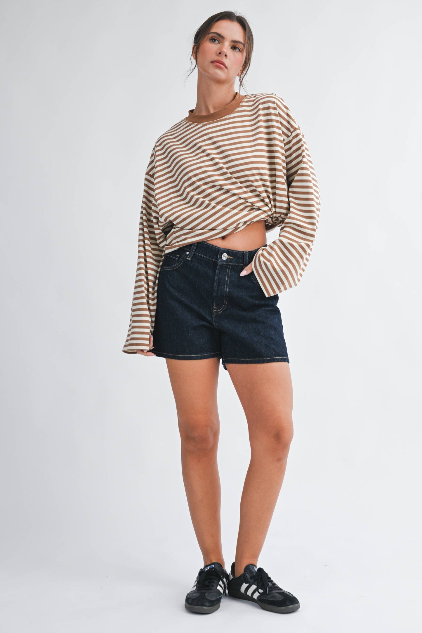Oversized Stripe Long Sleeve Top