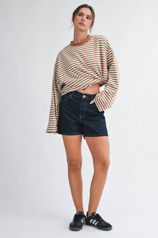 Oversized Stripe Long Sleeve Top