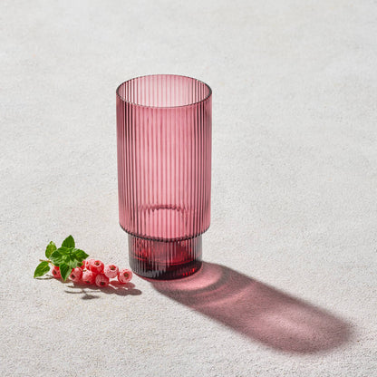 2 Pack Vikko Decor - Malibu, Ribbed Glass, Plum, 10 oz Coupe