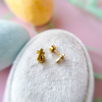 Tiny Cross Stud Earrings