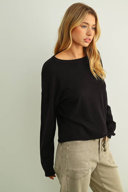 ESSENTIAL LONG SLEEVE ROLLING HEM TOP