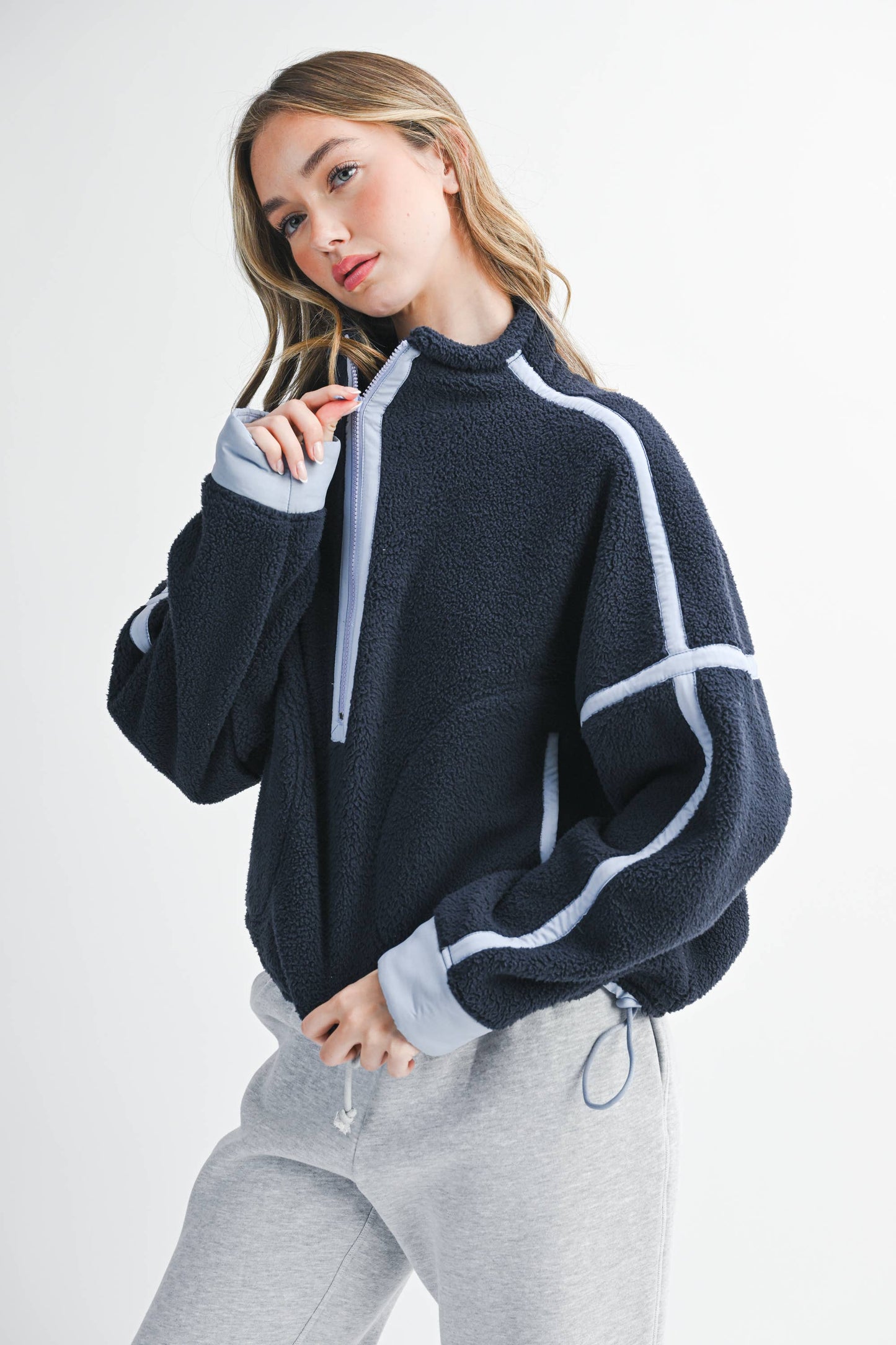 Contrast Trim Fleece Half-Zip