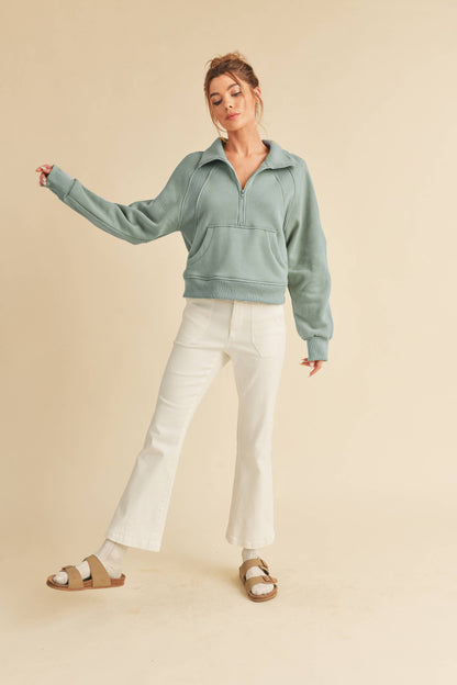 AEMI + CO Dove Funnel Neck Half Zip