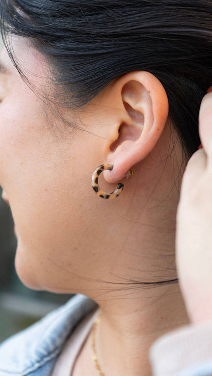Micro Cam Mini Hoops - Cheetah // Earrings, Fall, Jewelry