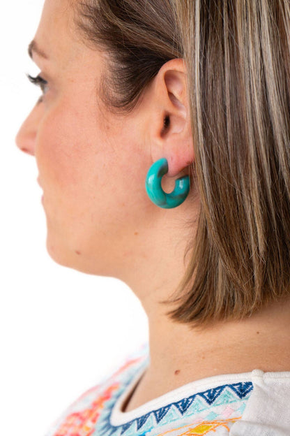 Chloe Hoops - Turquoise // Jewelry, Earrings