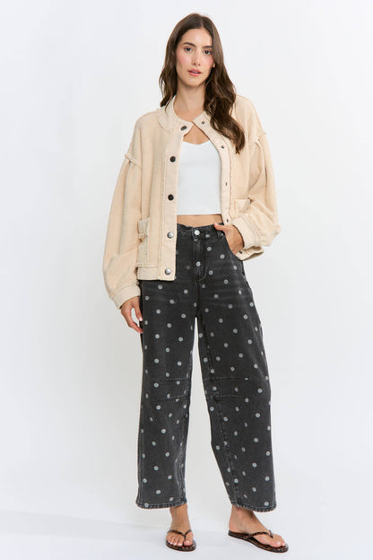 Boucle Textured Button-Up Jacket