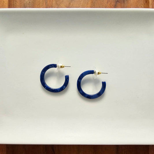 Cam Mini Hoops - Navy // Jewelry, Earrings, Fall