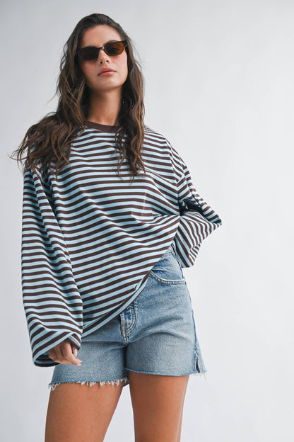 Oversized Stripe Long Sleeve Top