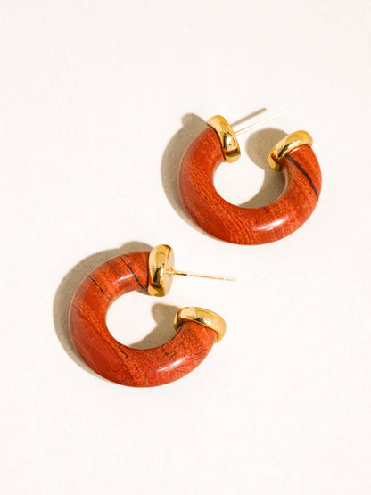 Quinnley 18K Gold Western Natural Stone Hoop Earring