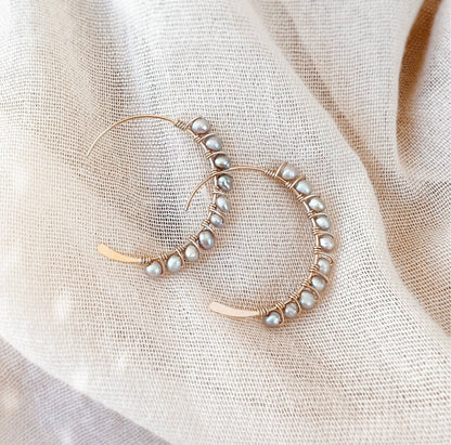 Petite Sea Hoop Earrings - Aquamarine