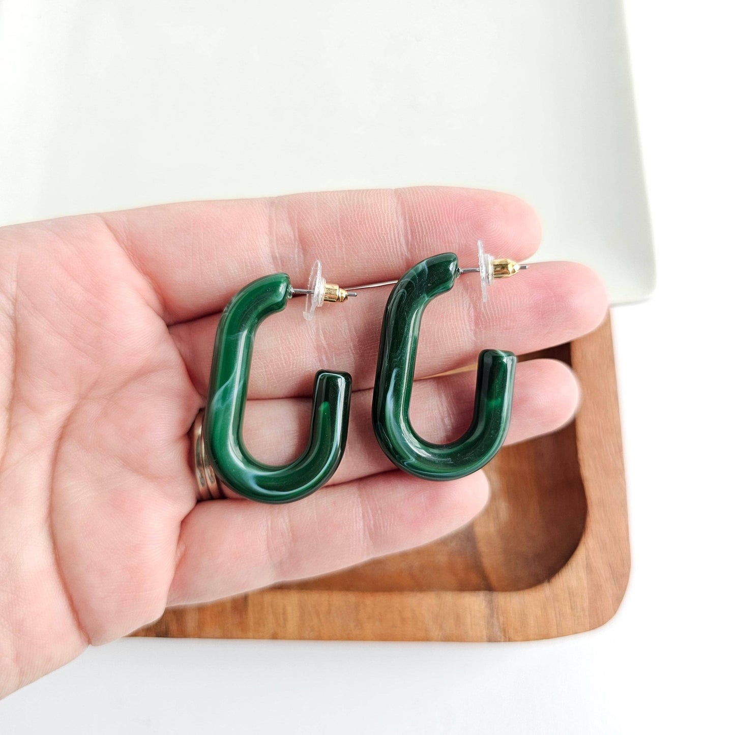 Joanna Hoops - Forest Green // Jewelry, Earrings, Fall