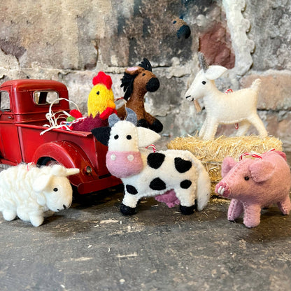 Farm Animal Felt Wool Christmas Ornaments