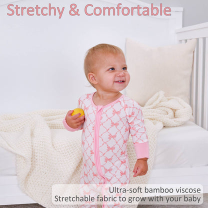 Bamboo Baby Convertible Zipper Pajama Beautiful Bows