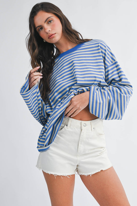 Oversized Stripe Long Sleeve Top