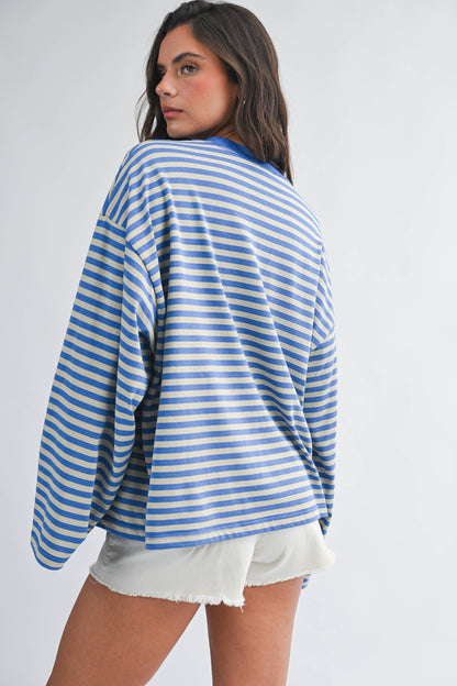 Oversized Stripe Long Sleeve Top