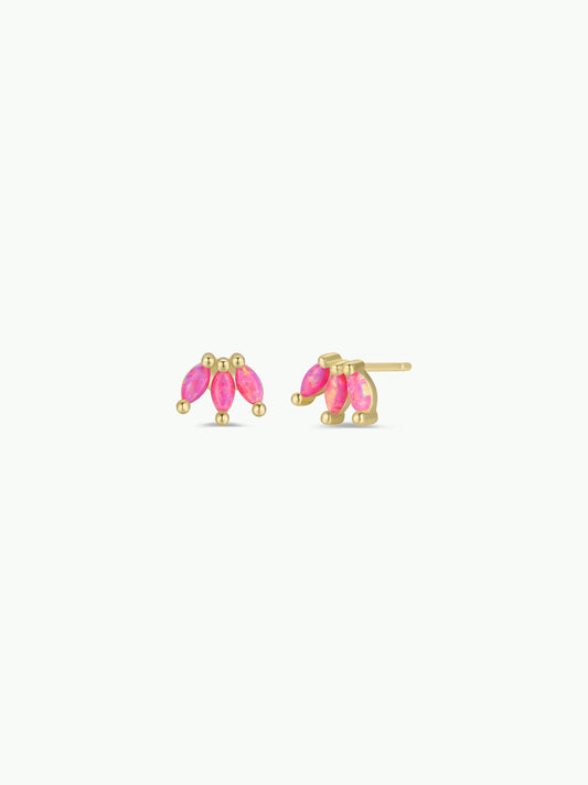 Opal Crown Stud - Pink - Gold Earrings