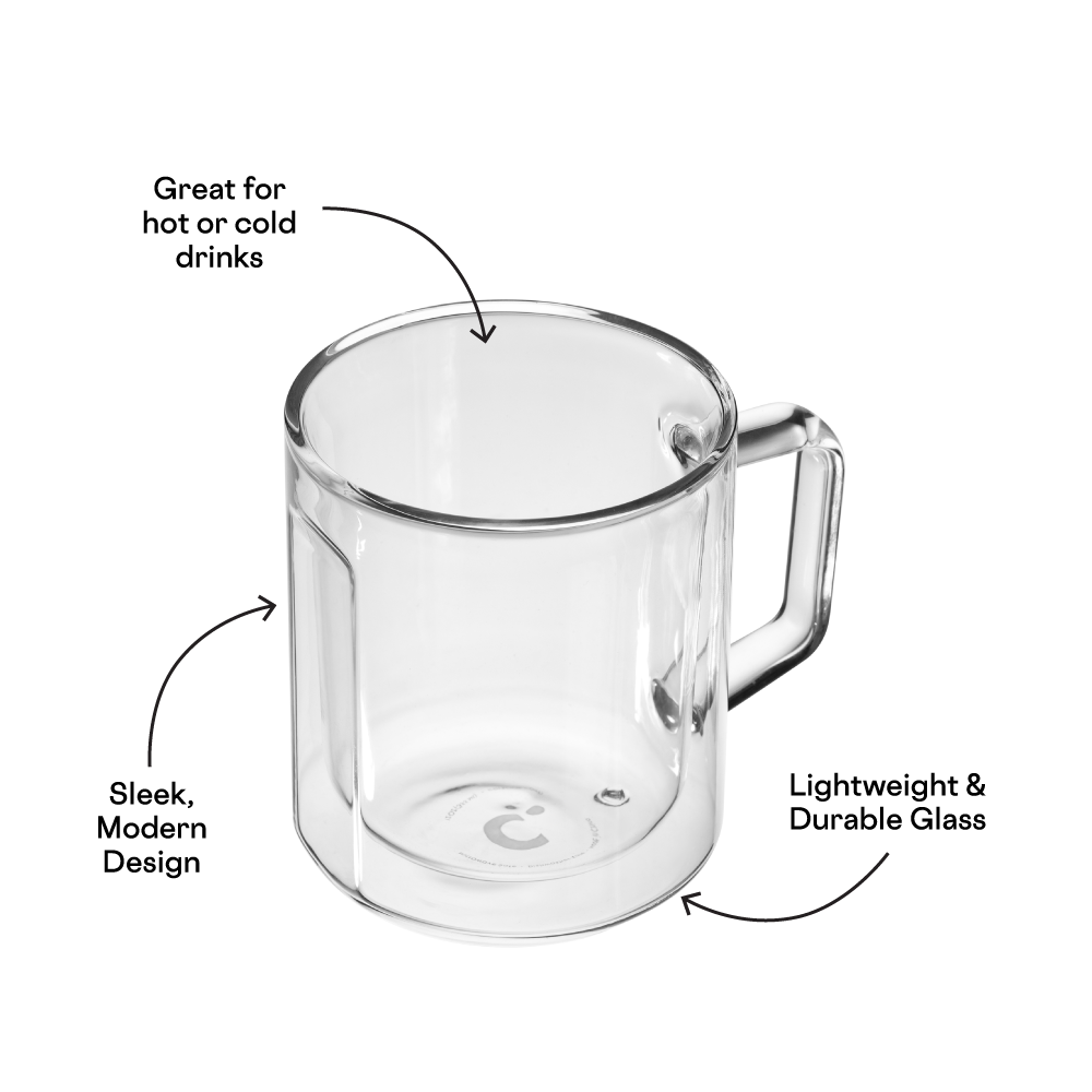Glass Mug - 12oz Double Pack - Clear