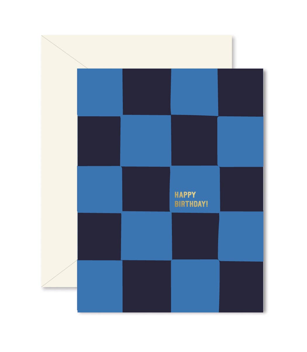 Blues Checkerboard Birthday Greeting Card