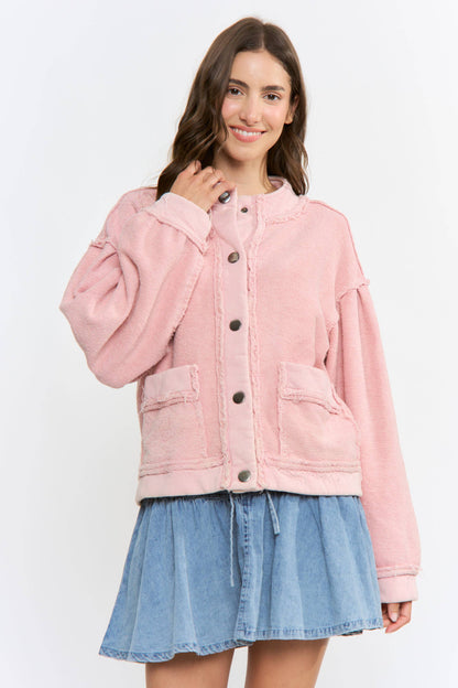 Boucle Textured Button-Up Jacket