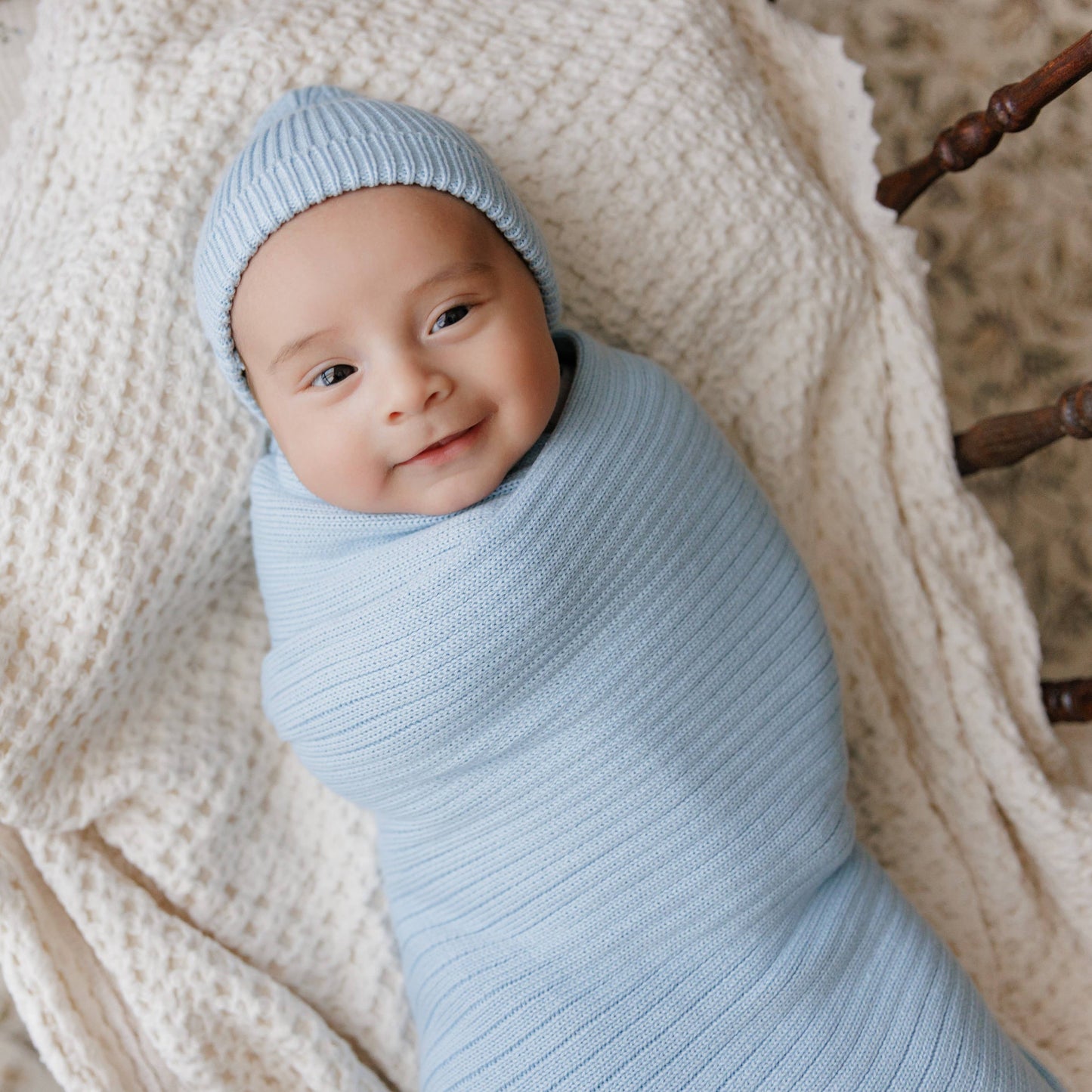 NEW! 100% Luxury Organic Cotton Ribbed Baby Swaddle Blanket