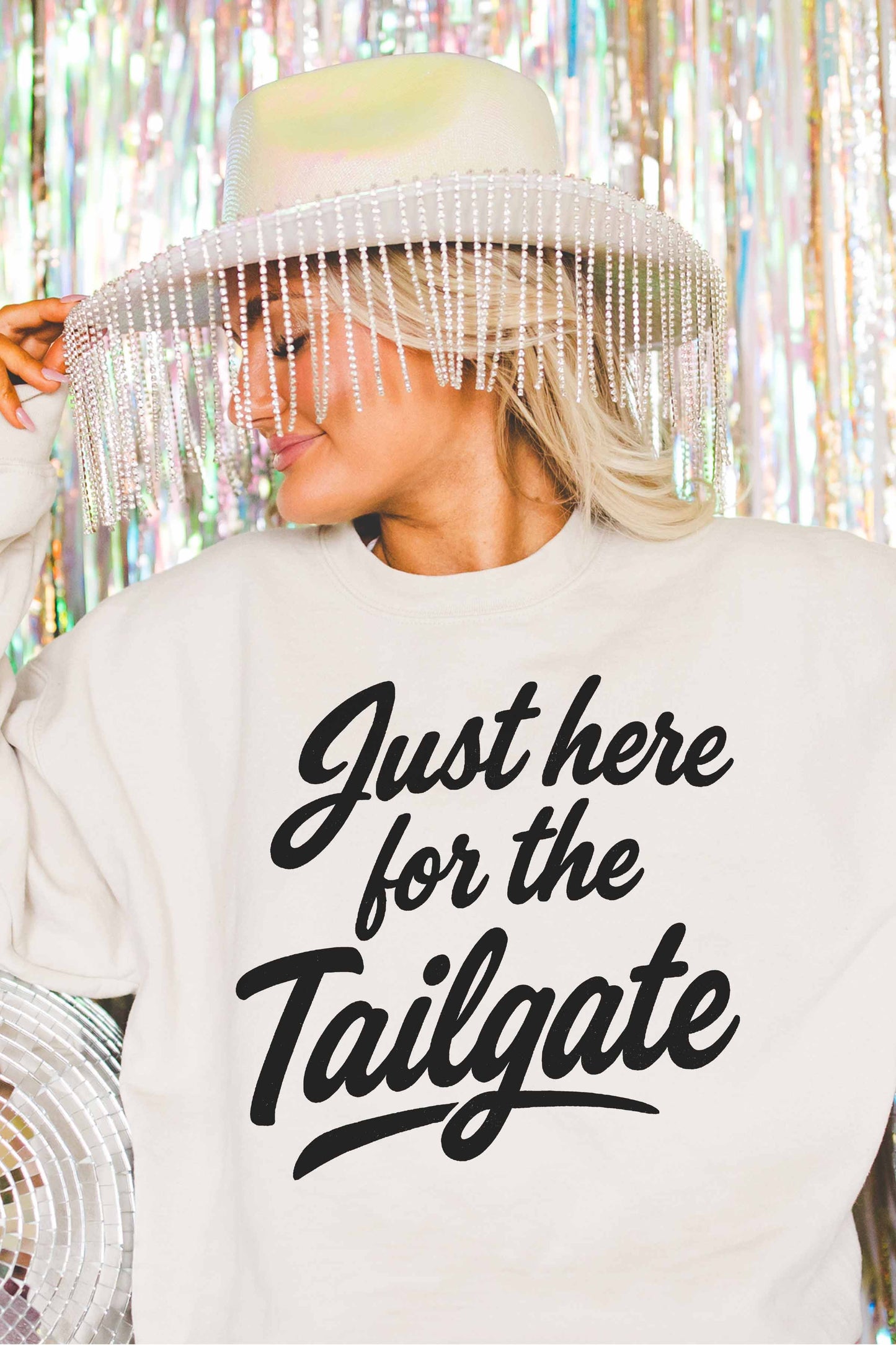 HERE FOR THE TAILGATE OVERSIZED SWEATSHIRT-ASH