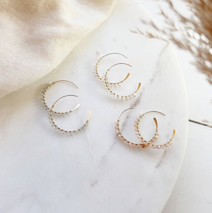 Petite Sea Hoop Earrings - Aquamarine
