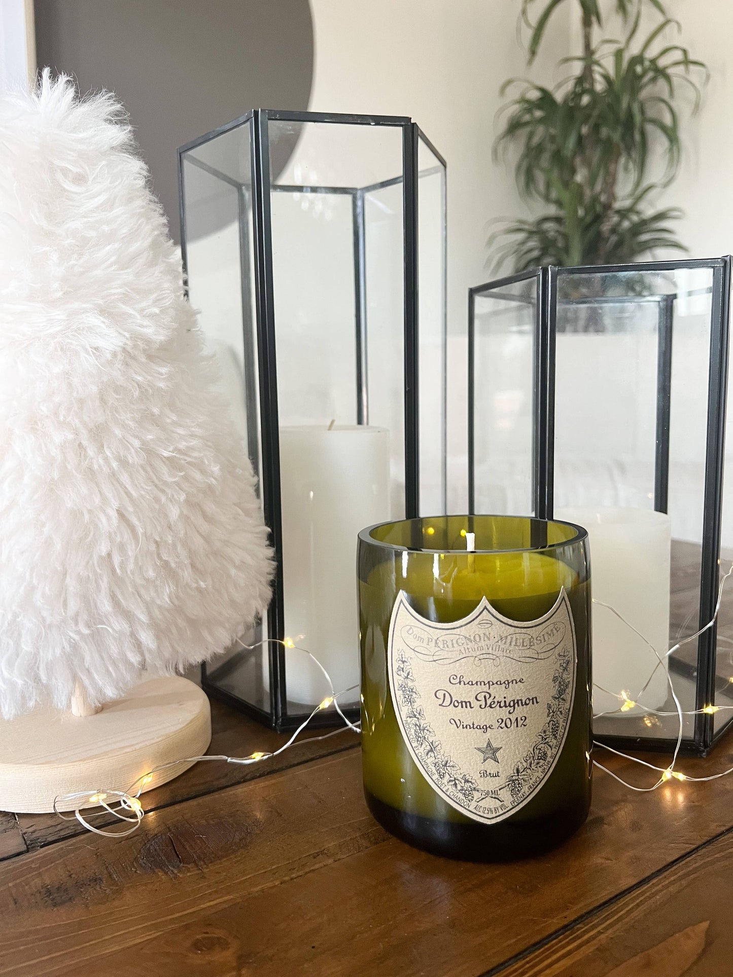 Recycled Dom P Bottle - Vintage Label Candle
