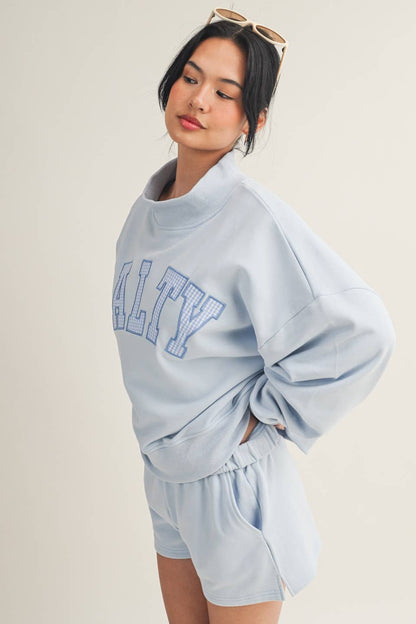 Salty Oversized Mock Neck Sweatshirt