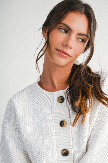 Textured Button Front Cardigan Sweater