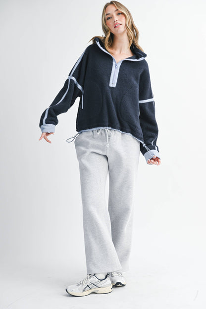 Contrast Trim Fleece Half-Zip